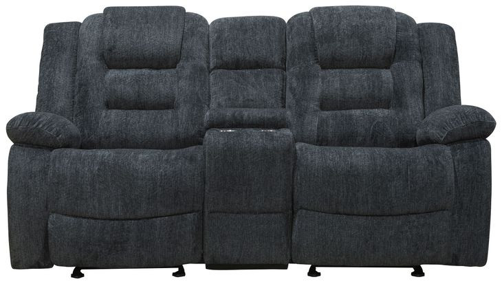 Bolton Misty Storm Performance Fabric Reclining Console Loveseat