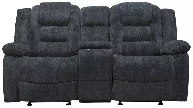 Bolton Misty Storm Performance Fabric 75" Reclining Console Loveseat