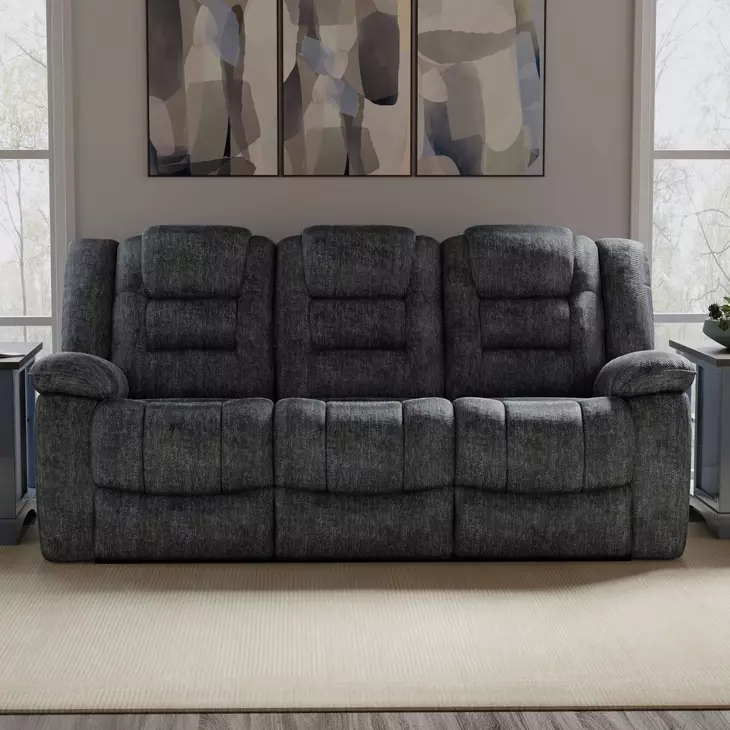 Bolton Misty Storm Performance Fabric Dual Reclining 83" Sofa