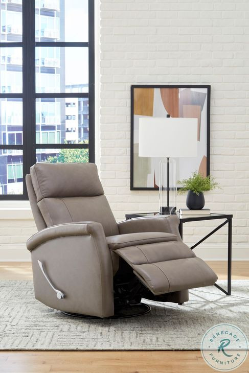 Brindleton Graphite Leather Swivel Glider Recliner
