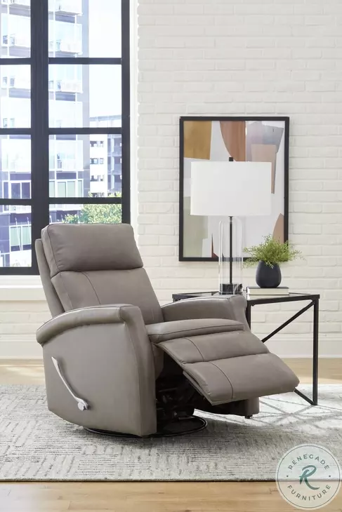 Brindleton Graphite Leather Swivel Glider Recliner