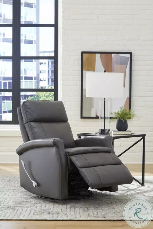 Brindleton Raven Leather Swivel Glider Recliner