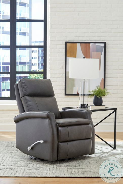 Brindleton Raven Leather Swivel Glider Recliner