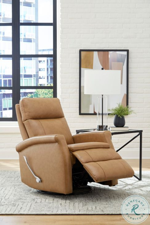 Brindleton Russet Leather Swivel Glider Recliner