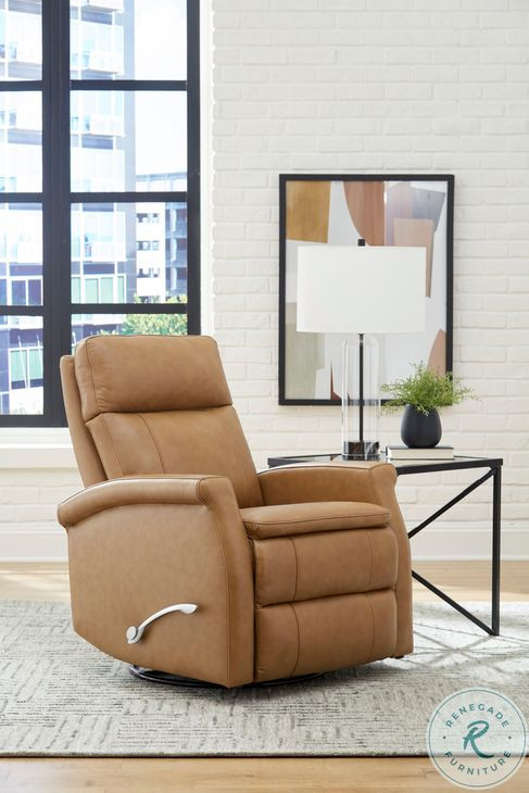 Brindleton Russet Leather Swivel Glider Recliner