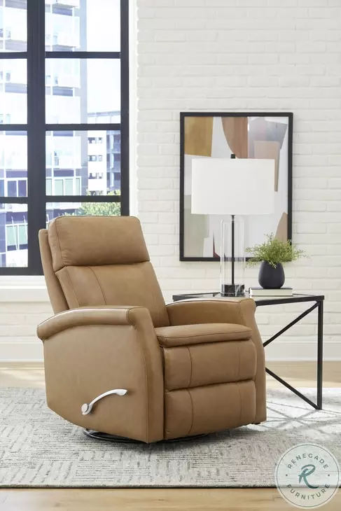 Brindleton Russet Leather Swivel Glider Recliner