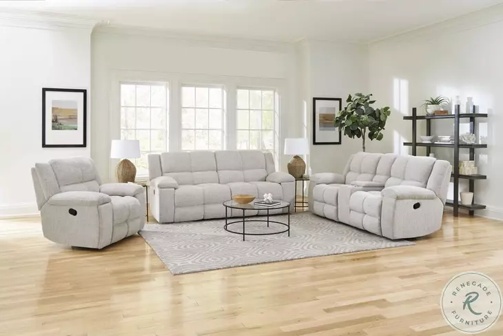 Buster Opal Taupe Reclining Console Loveseat