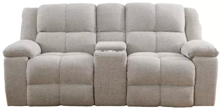 Buster Opal Taupe 86" Reclining Console Loveseat