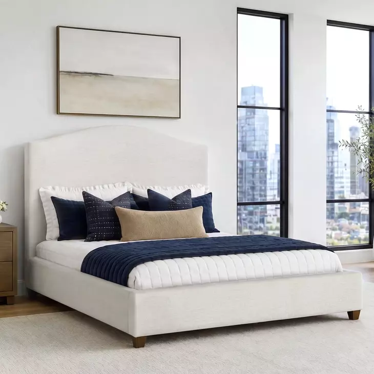 Elowen Rosemont Alabaster and Espresso Queen Upholstered Panel Bed