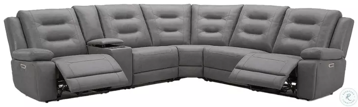 Briarwood Tahoe Charcoal 6 Piece Modular Power Reclining Sectional with Power Headrests