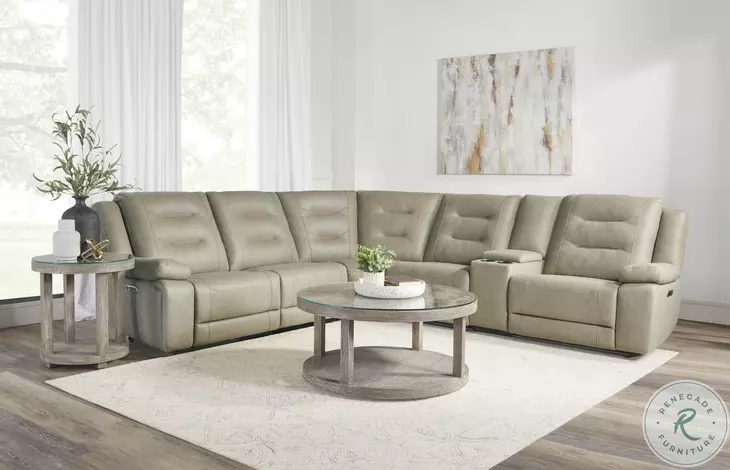 Briarwood Tahoe Fog 6 Piece Performance Fabric Modular Power Reclining Sectional with Power Headrests
