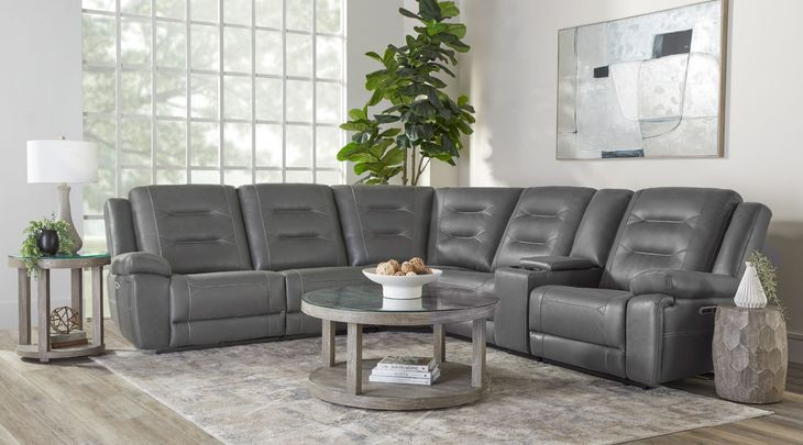 Caldwell Tahoe Charcoal 6 Piece Modular Power Reclining Sectional With Power Headrests