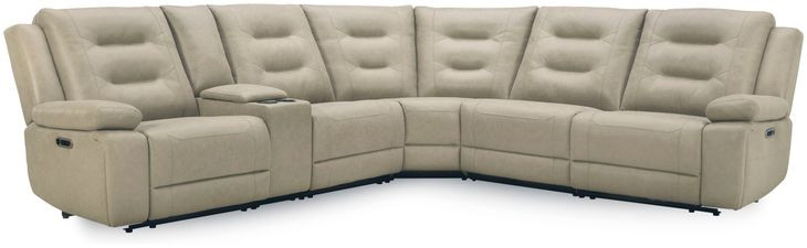 Caldwell Tahoe Fog 6 Piece Performance Fabric Modular Power Reclining Sectional With Power Headrests