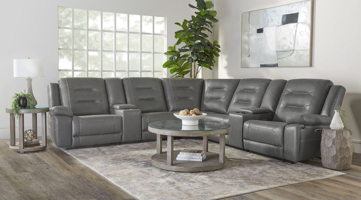 Caldwell Tahoe Charcoal Performance Fabric 7 Piece Modular Power Reclining Sectional