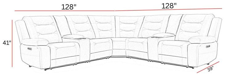 Caldwell Tahoe Fog Performance Fabric 7 Piece Modular Power Reclining Sectional