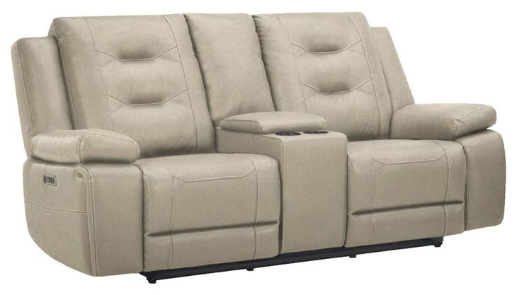 Caldwell Tahoe Fog Performance Fabric Power Reclining Console Loveseat