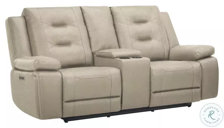 Briarwood Tahoe Fog Performance Fabric Power Reclining Console Loveseat