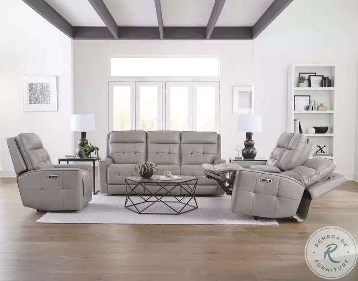 Glendale Pewter Zero Gravity Power Reclining Living Room Set with Power Headrest