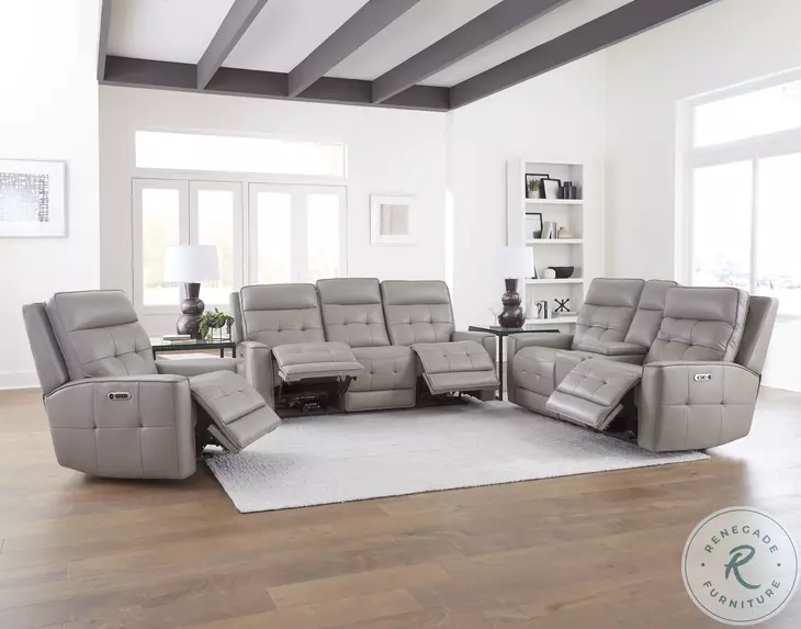 Glendale Pewter Zero Gravity Power Reclining Console Loveseat with Power Headrest