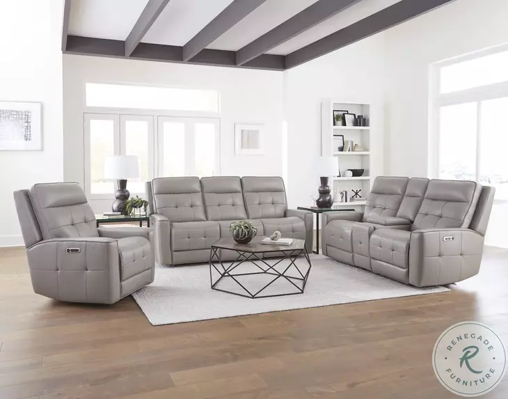 Glendale Pewter Zero Gravity Power Reclining Console Loveseat with Power Headrest