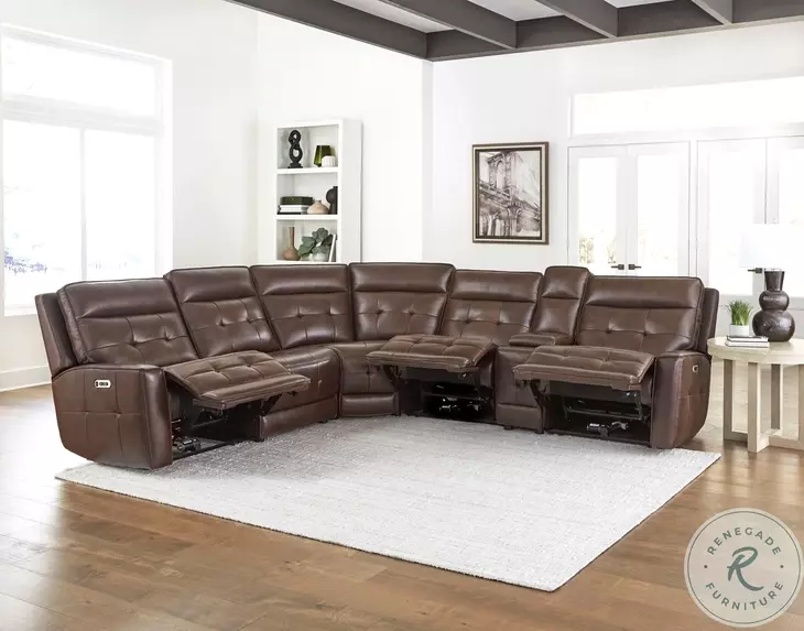 Glendale Acorn 6 Piece Zero Gravity Modular Power Reclining Sectional