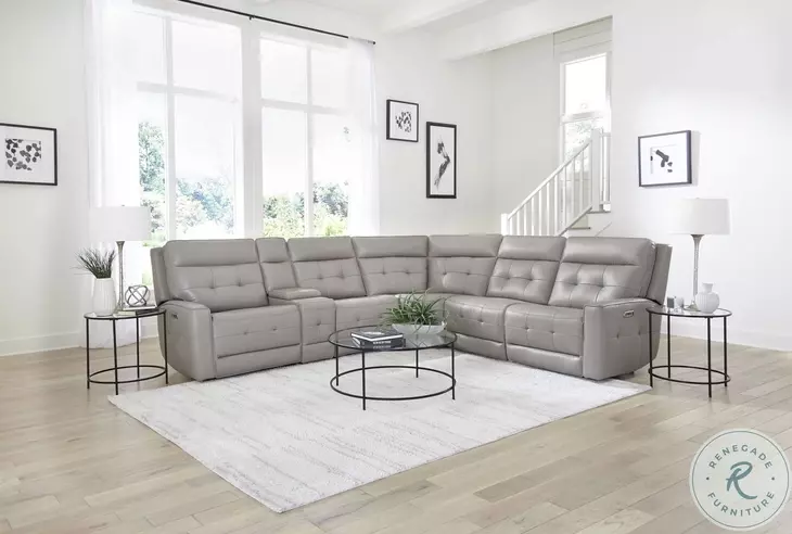Glendale Pewter 6 Piece Zero Gravity Modular Power Reclining Sectional