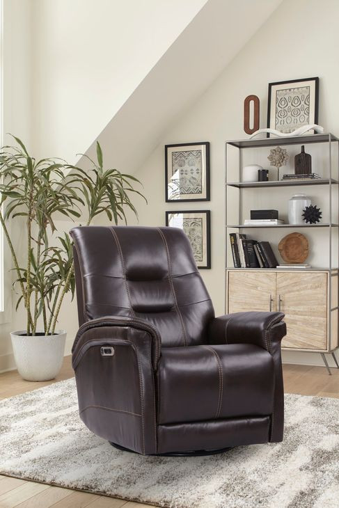 Carnegie Verona Coffee Power Cordless Swivel Glider Recliner with Power Headrest