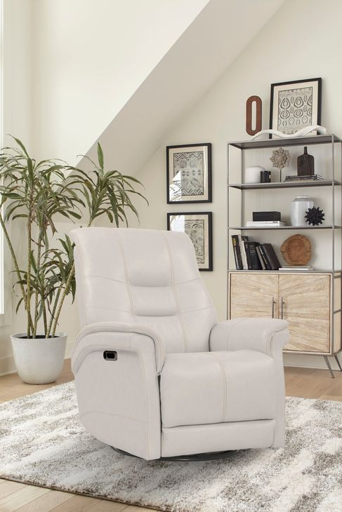 Carnegie Verona Ivory Power Cordless Swivel Glider Recliner with Power Headrest
