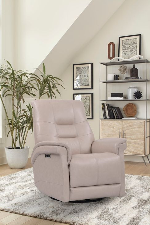 Carnegie Verona Linen Power Cordless Swivel Glider Recliner with Power Headrest