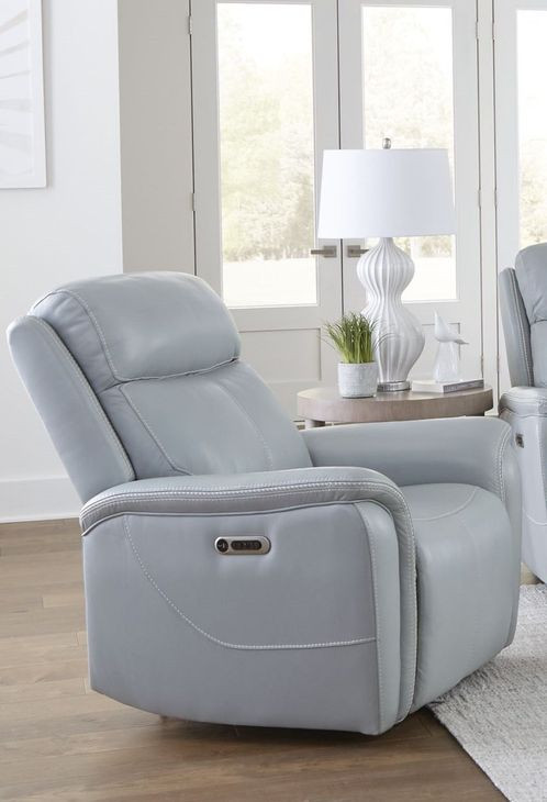 Cascade Seamist Grey Power Recliner With Power Headrest