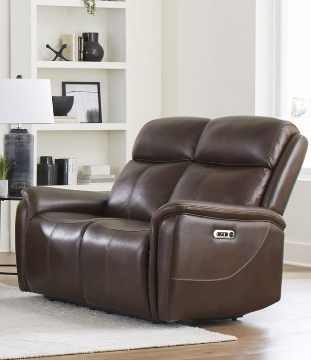 Cascade Auburn Leather Power Reclining Loveseat