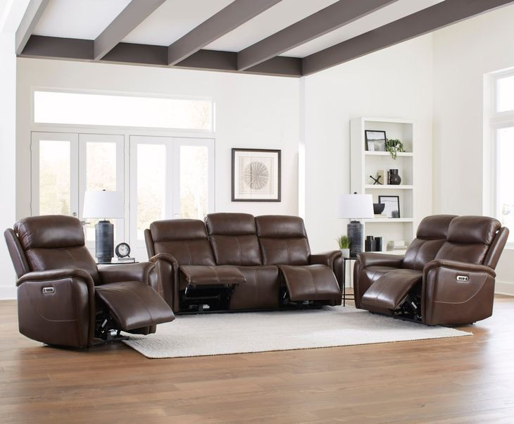 Cascade Auburn Leather Power Reclining Loveseat