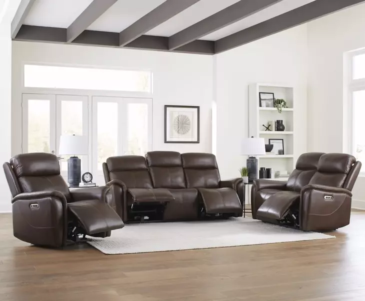 Cascade Auburn Leather 61" Power Reclining Loveseat