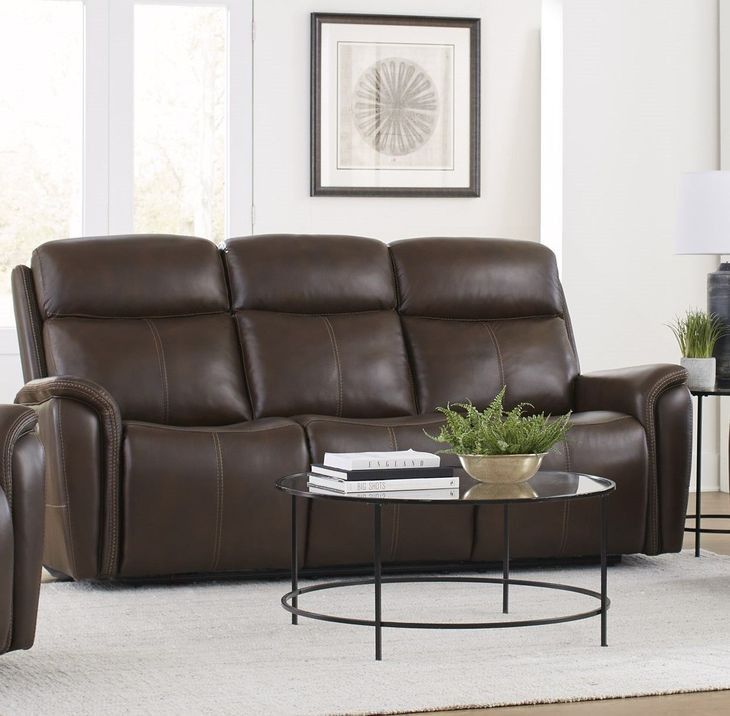 Cascade Auburn Leather Power Reclining Sofa