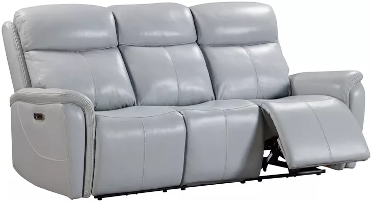 Cascade Seamist Grey Power Reclining Sofa With Power Headrest From