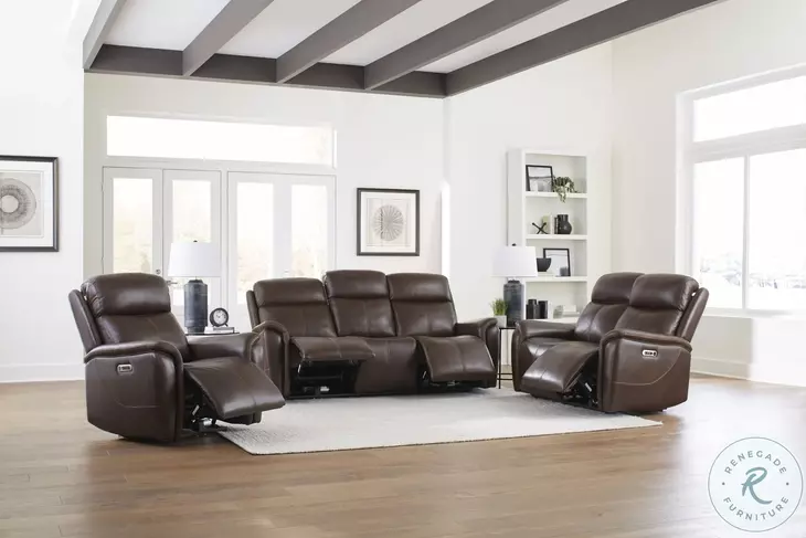 Riverton Auburn Leather Power Reclining Loveseat