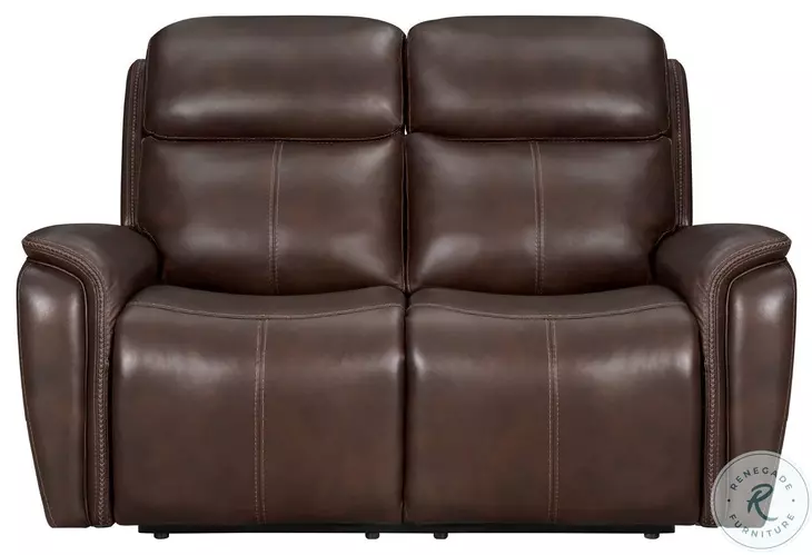 Riverton Auburn Leather Power Reclining Loveseat