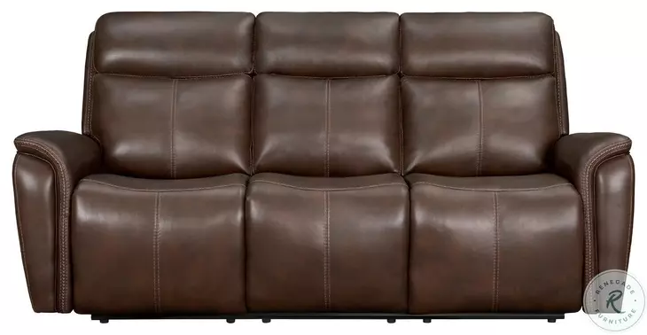 Riverton Auburn Leather Power Reclining Sofa