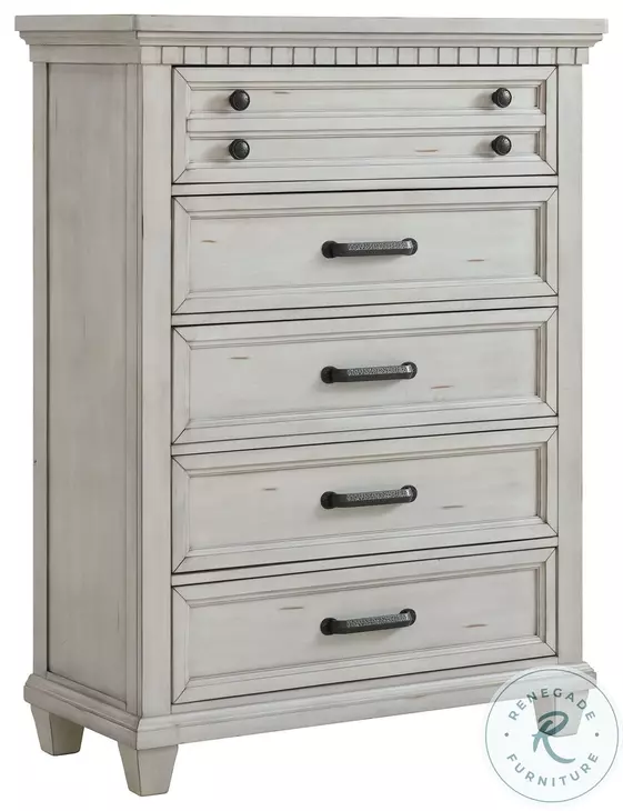 Windom Antique White 5 Drawer Chest