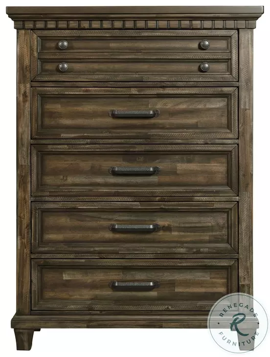 Windom Smoky Walnut Storage Platform Bedroom Set