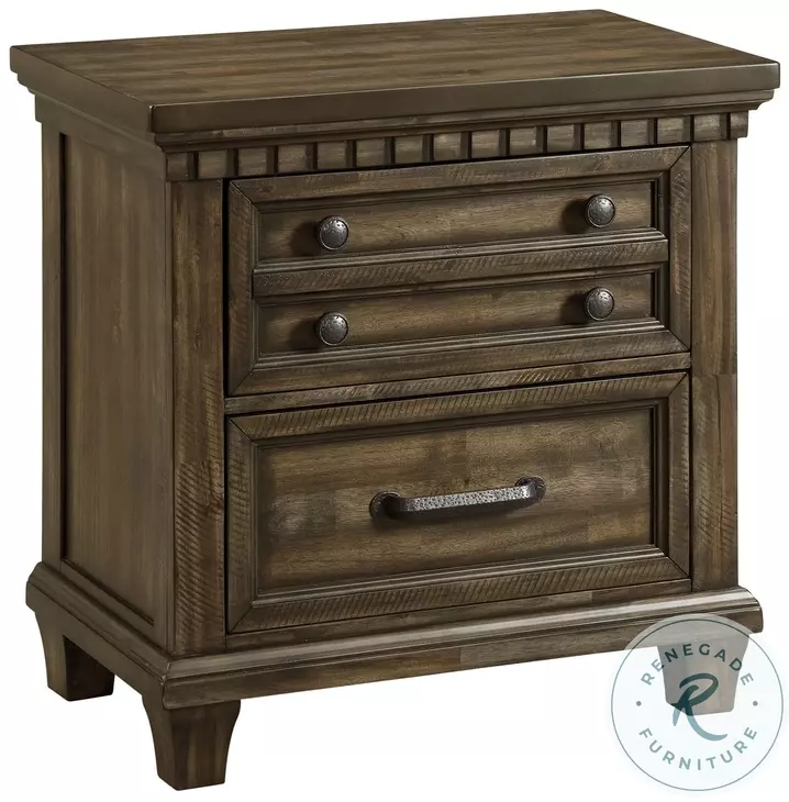 Windom Smoky Walnut 2 Drawer Nightstand