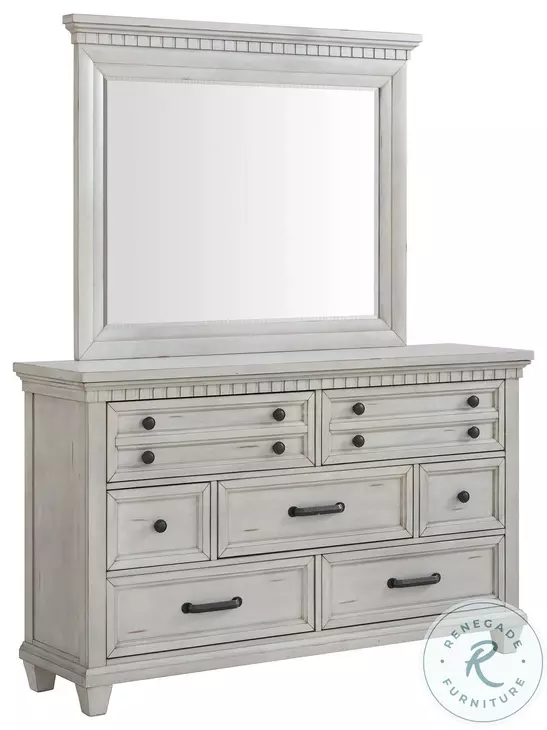 Windom Antique White 7 Drawer Dresser And Mirror