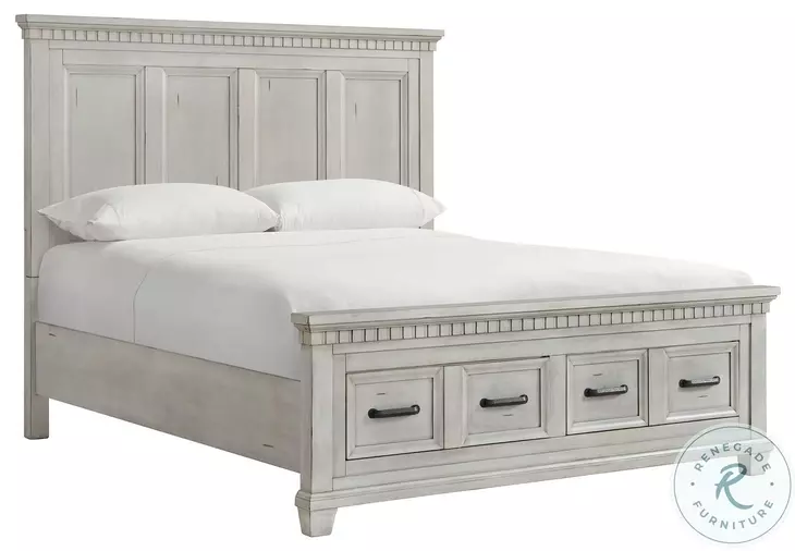 Windom Antique White King Storage Platform Bed