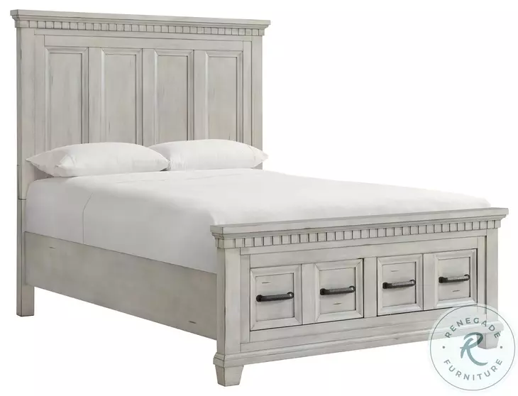 Windom Antique White Queen Storage Platform Bed