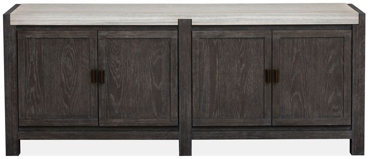 Plum Creek Ravenwood Black and White 70" Marble Top TV Stand