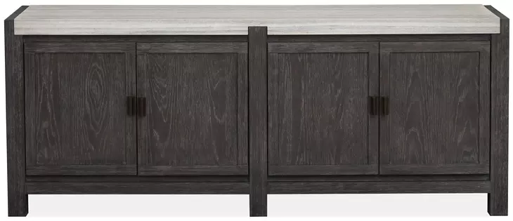 Plum Creek Ravenwood Black and White 70" Marble Top TV Stand