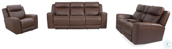 Carrith Autumn Umber Leather Power Reclining Living Room Set