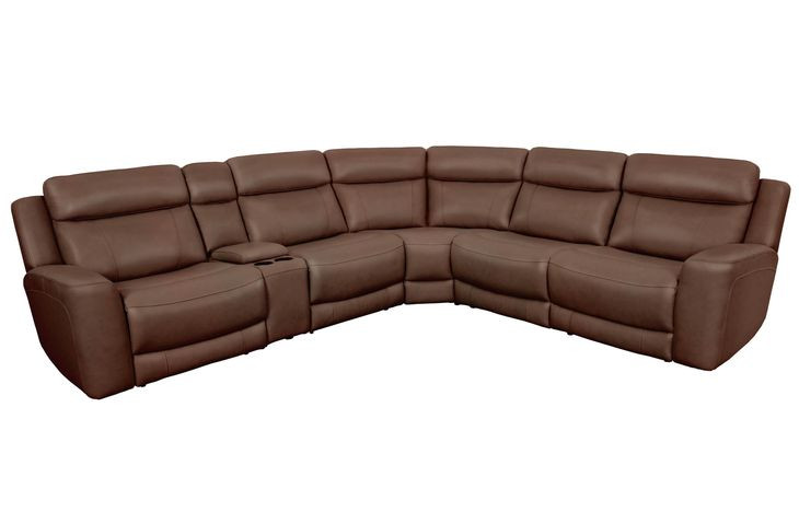 Calgary Autumn Umber Leather 6 Piece Modular Power Reclining Sectional