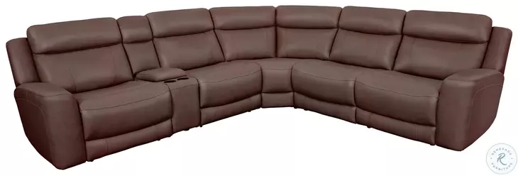 Carrith Autumn Umber Leather 6 Piece Modular Power Reclining Sectional