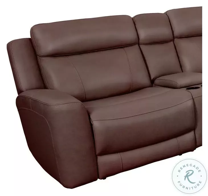Carrith Autumn Umber Leather 6 Piece Modular Power Reclining Sectional